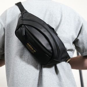 Black Leather Adidas Originals Fanny Pack
